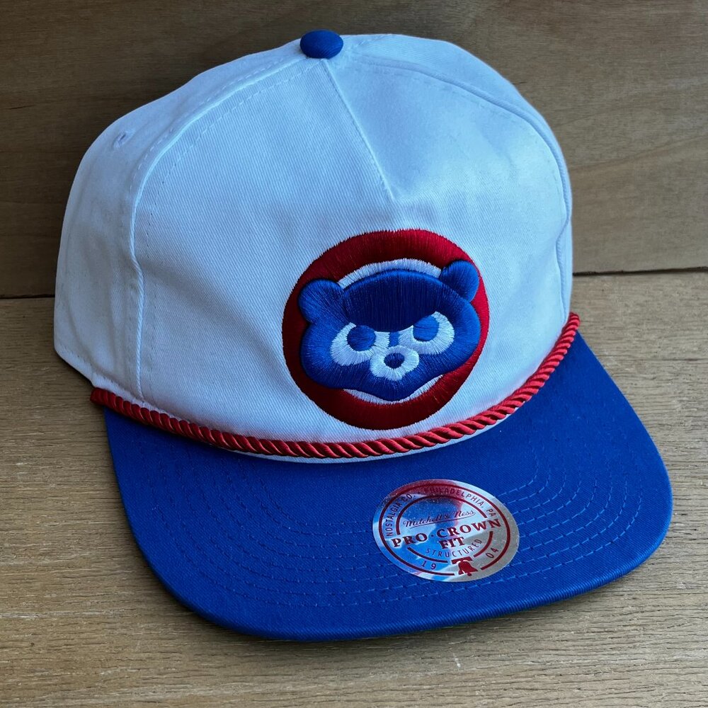 MITCHELL & NESS MLB CHICAGO CUBS VINTAGE LOGO ROPE PRO CROWN SNAPBACK HAT NEW